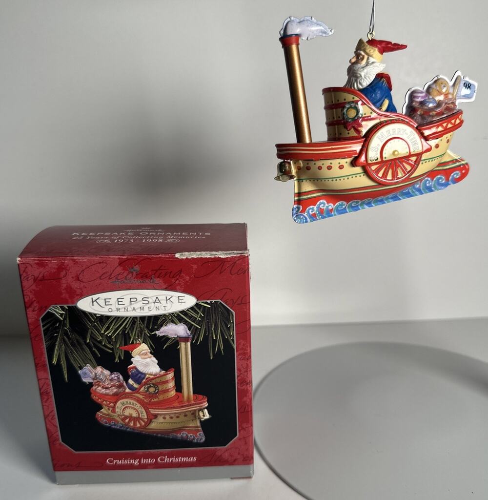 Hallmark Ornament: 1998 Cruising into Christmas QX6196 Tin Toy Ornament Hanging